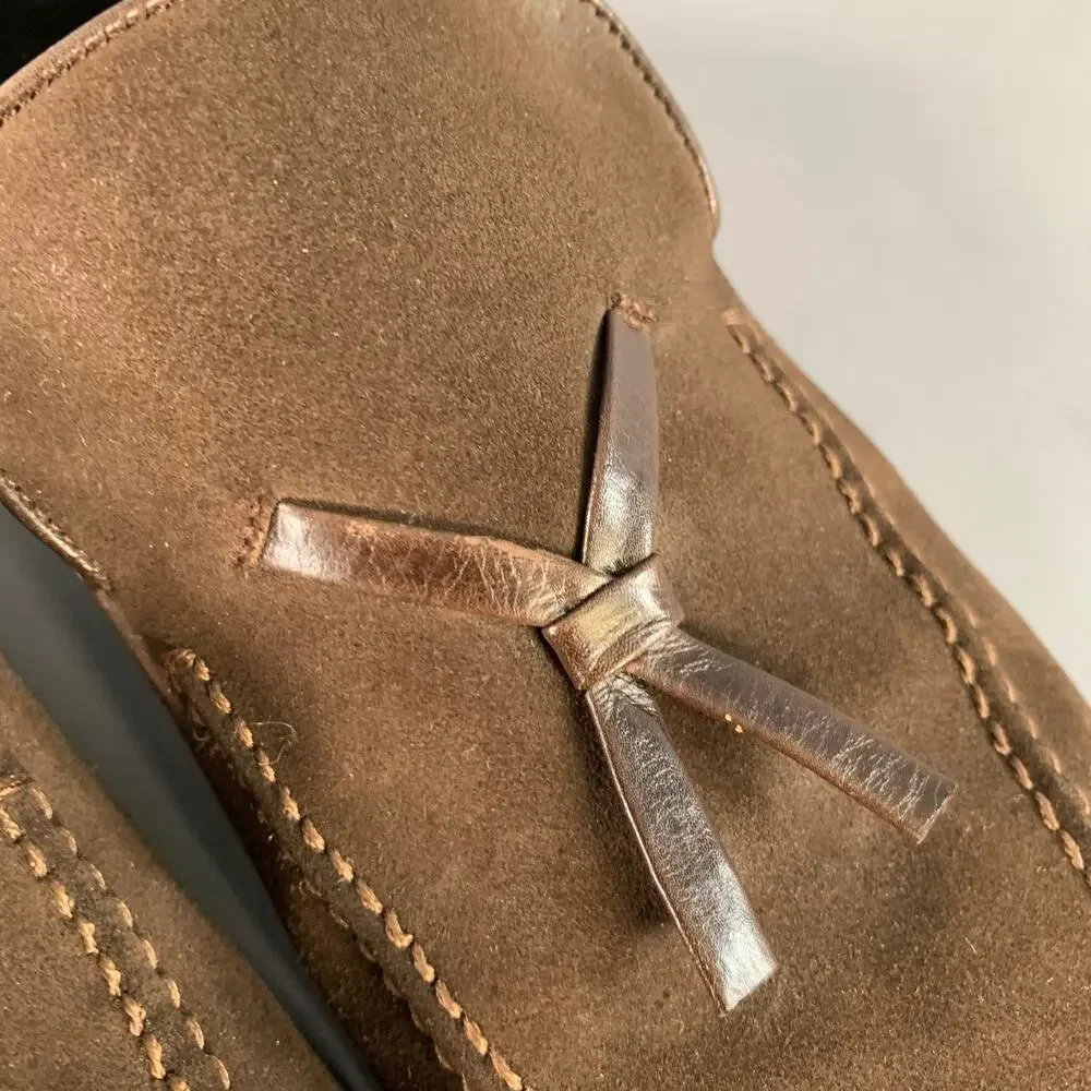 Gucci Dark Brown Suede Tassel Slip-On Loafers